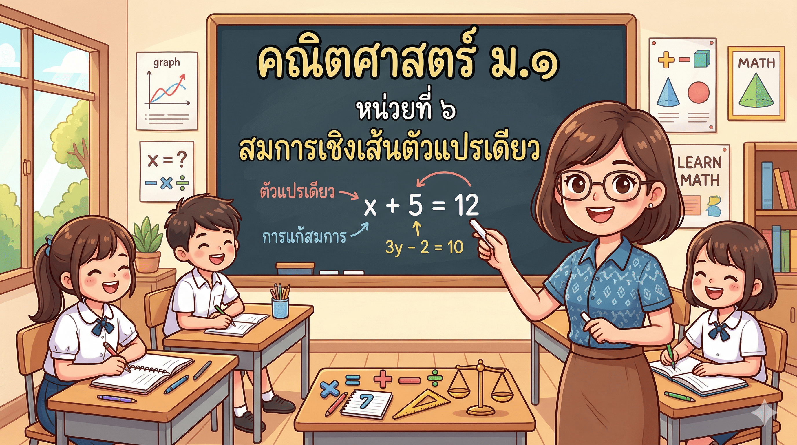 หน่วยการเรียนรู้ที่ 6 : สมการเชิงเส้นตัวแปรเดียว