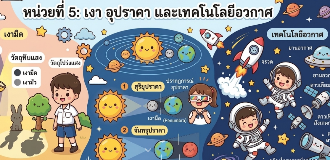 หน่วยการเรียนรู้ที่ 5 : เงา อุปราคาและเทคโนโลยีอวกาศ