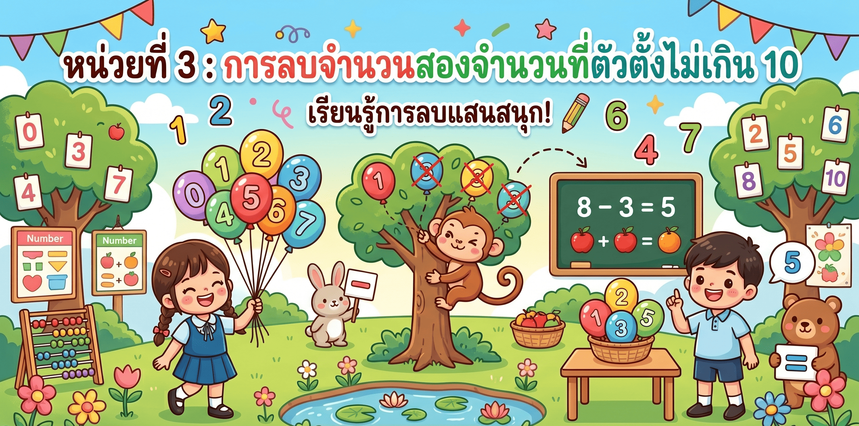 หน่วยการเรียนรู้ที่ 3 : การลบจำนวนสอง จำนวนที่ตัวตั้งไม่เกิน 10